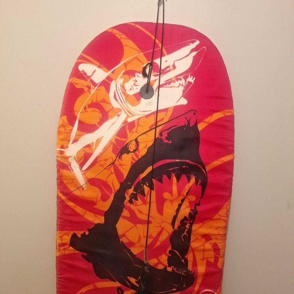 38 In Boogie Board With Shark Theme Red And Black. With Leash